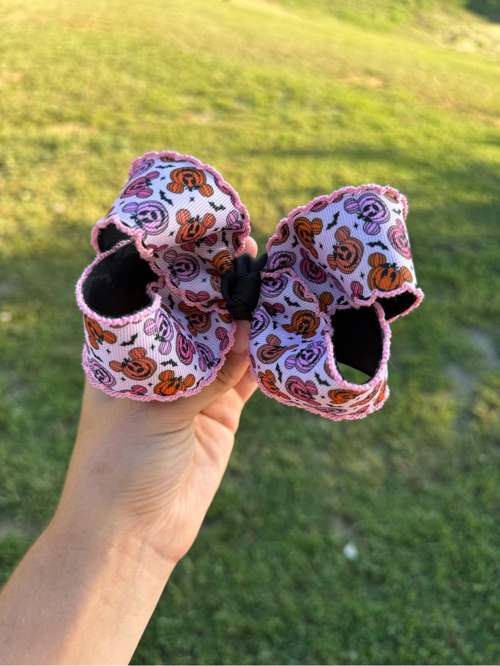 Mickey Pumpkin Print Halloween Hair Bow for Girls, toddler and baby